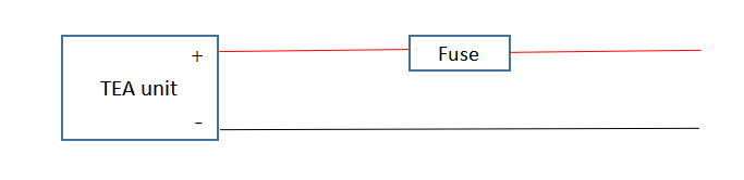 TEA unit wiring diagram with inline fuse on positive line